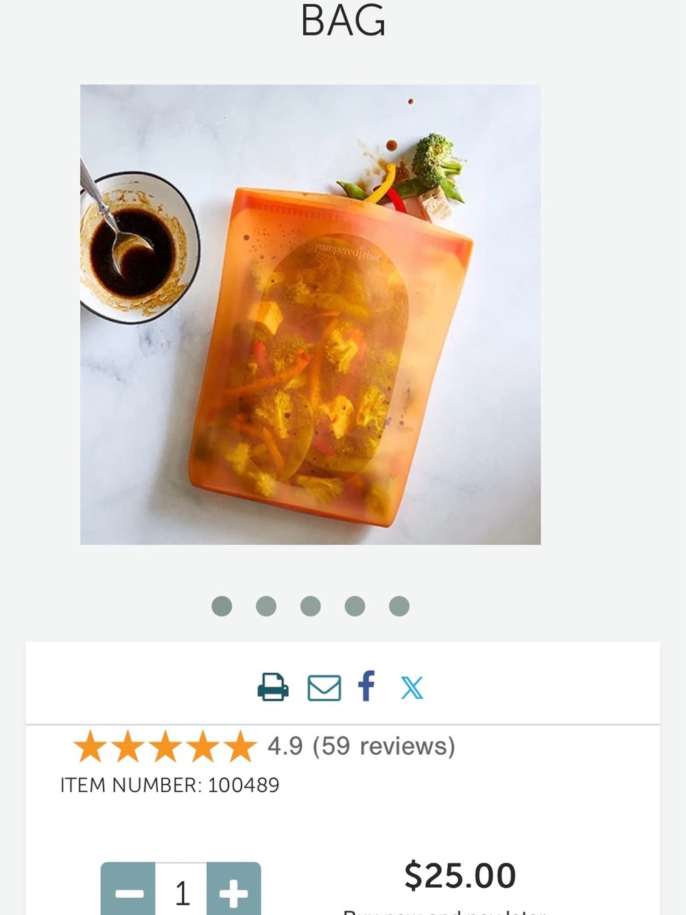 Pampered chef large reusable storage bag